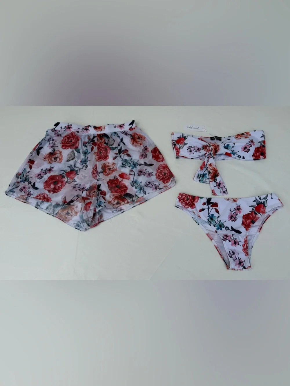 πΈβοΈ NWT Sexy Floral 3-Piece Bikini & Shorts Set β Edelqual ππ - Picture 9 of 13